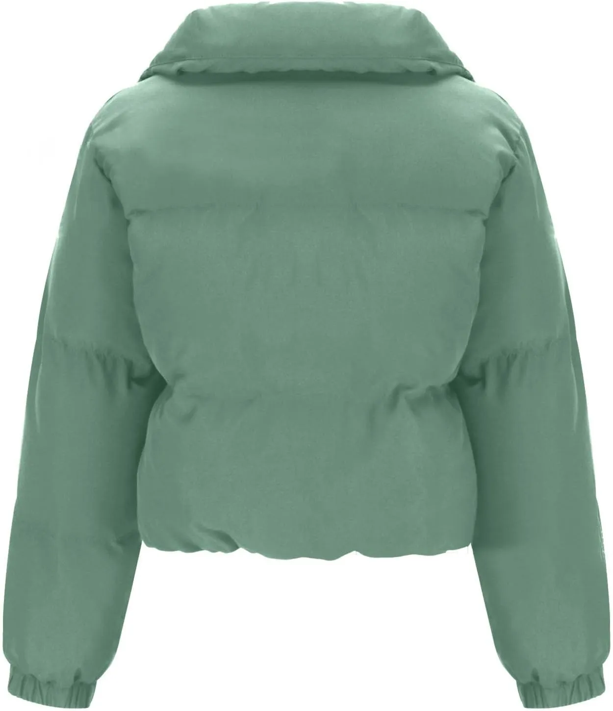 Women's 2024 Winter Long Sleeve Zip Cropped Short Puffer Jacket Parkas Pockets Baggy Down Coats Warm Quilted Jacket