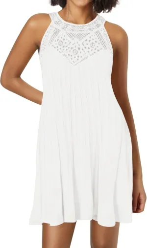 Women's 2025 Summer Sleeveless Tank Mini Dresses Square Neck A Line Flowy Short Dress Beach Vocation Sundress