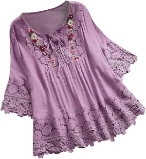 Womens Button Up Shirts Solid Color Short Sleeve Linen Summer Casual Fashion Blouse Top Loose T-Shirt