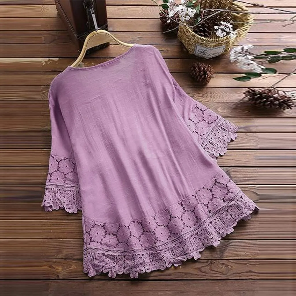 Womens Button Up Shirts Solid Color Short Sleeve Linen Summer Casual Fashion Blouse Top Loose T-Shirt