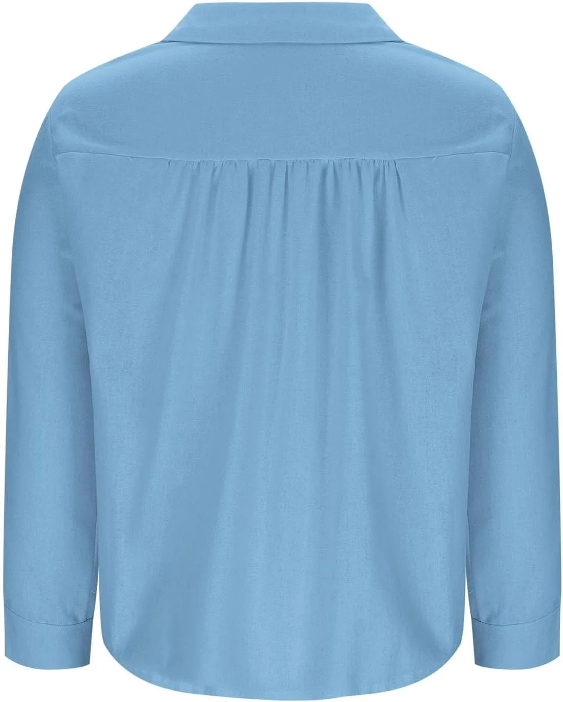 Women's Casual Collared Button-Down Shirt Summer Cotton Linen Tops Loose-Fit Home Long Sleeve Blouses with Pocket