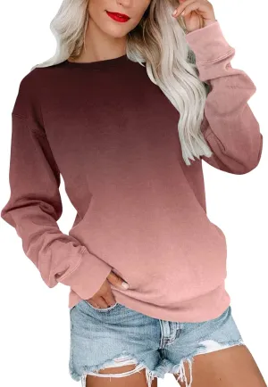 Women's Casual Sweatshirts Oversized Lightweight Dressy Tops Long Sleeve Crewneck 2023 Fall Fashion Tunic Pullover