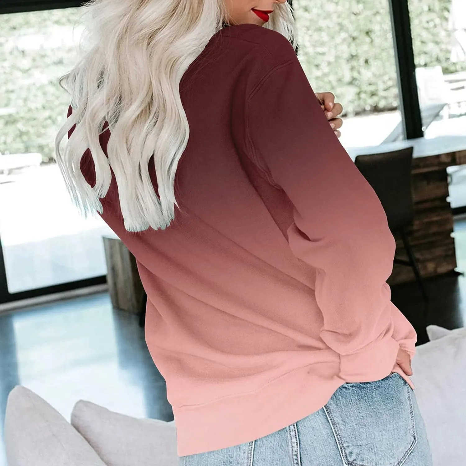 Women's Casual Sweatshirts Oversized Lightweight Dressy Tops Long Sleeve Crewneck 2023 Fall Fashion Tunic Pullover