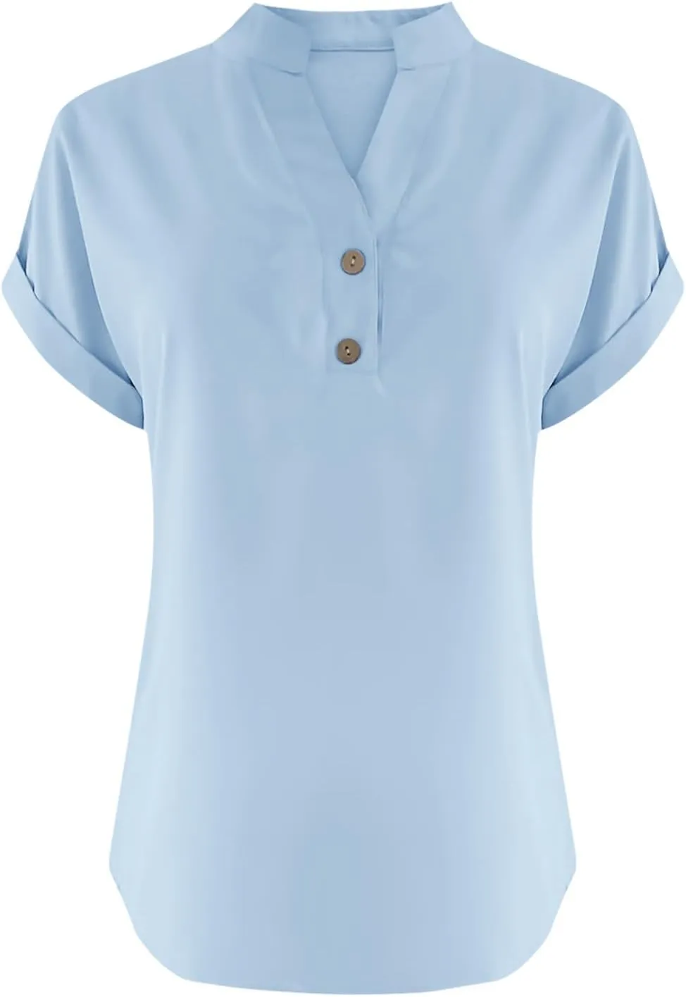Womens Cotton Linen Henley Shirts Summer Tops Plus Size Cape Sleeve Blouse Casual Loose Tunic Tshirts Holiday Beach