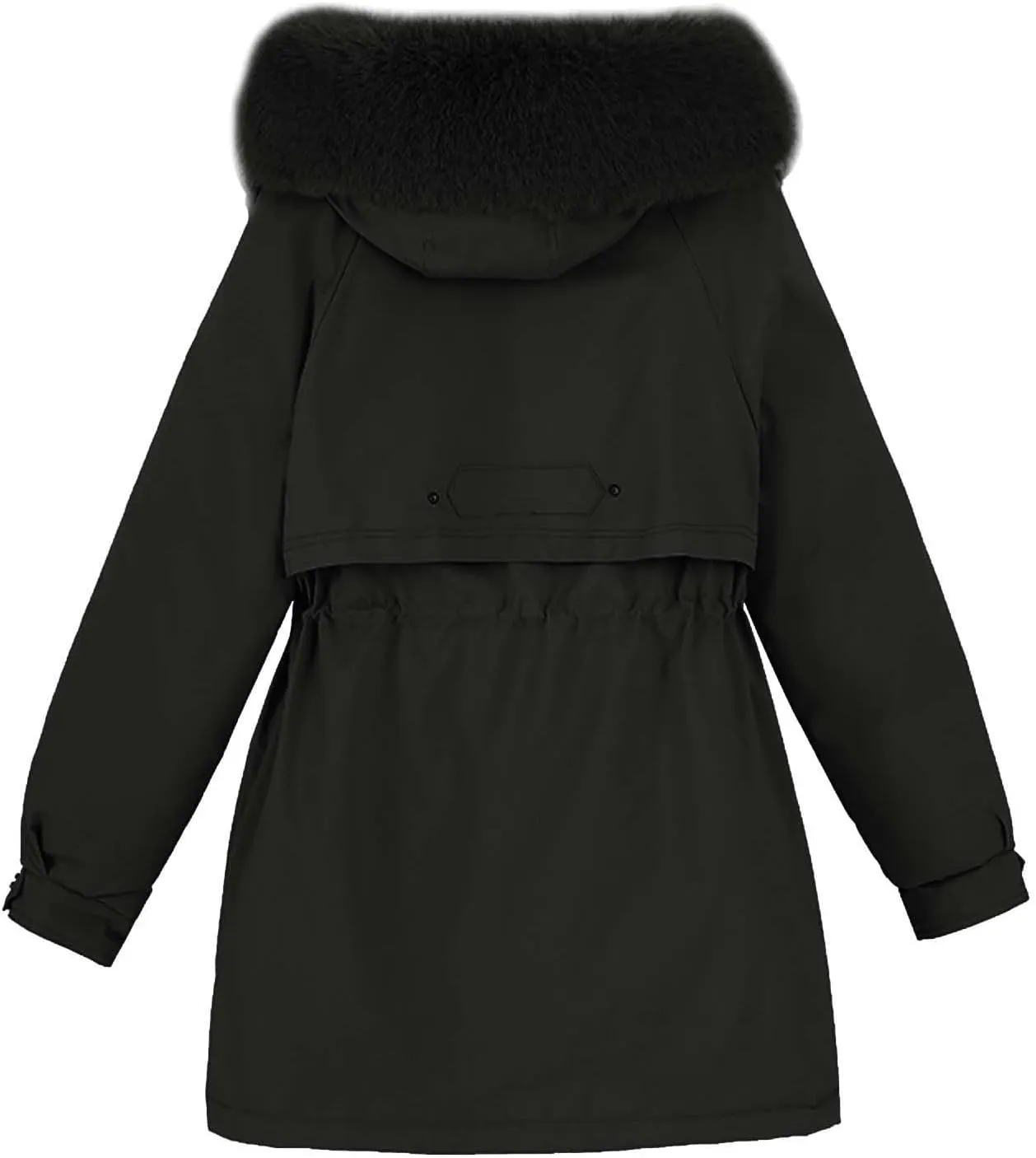 Women's Down Jackets Mid Length Thickened Quilted Puffer Jackets Padded Winter Coat Faux Fur Hooded Outerwear Pockets
