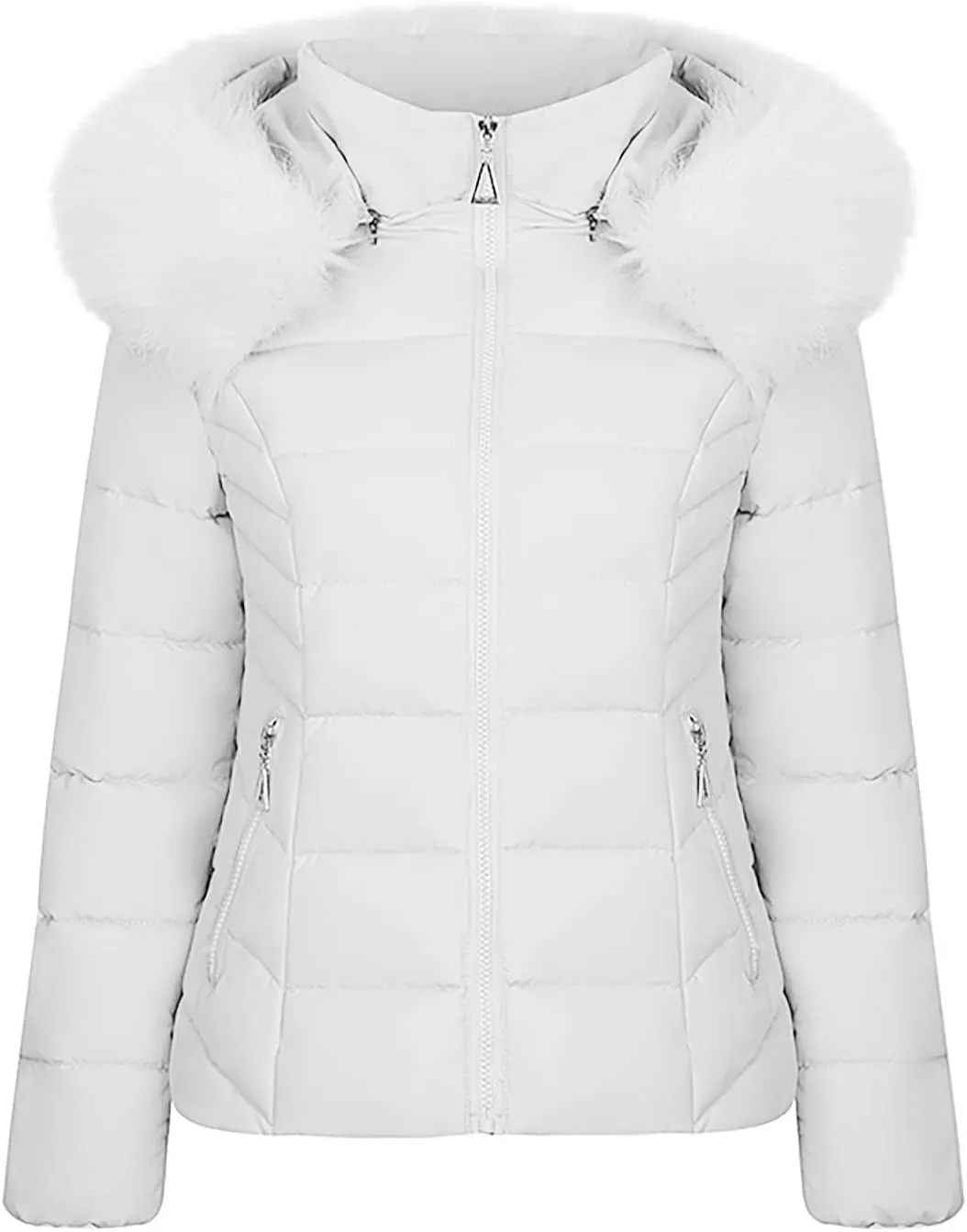 Women's Down Jackets with Hood Plus Size Lightweight Puffer Jackets Padded Winter Coat Warm Quilted Parka with Pocket