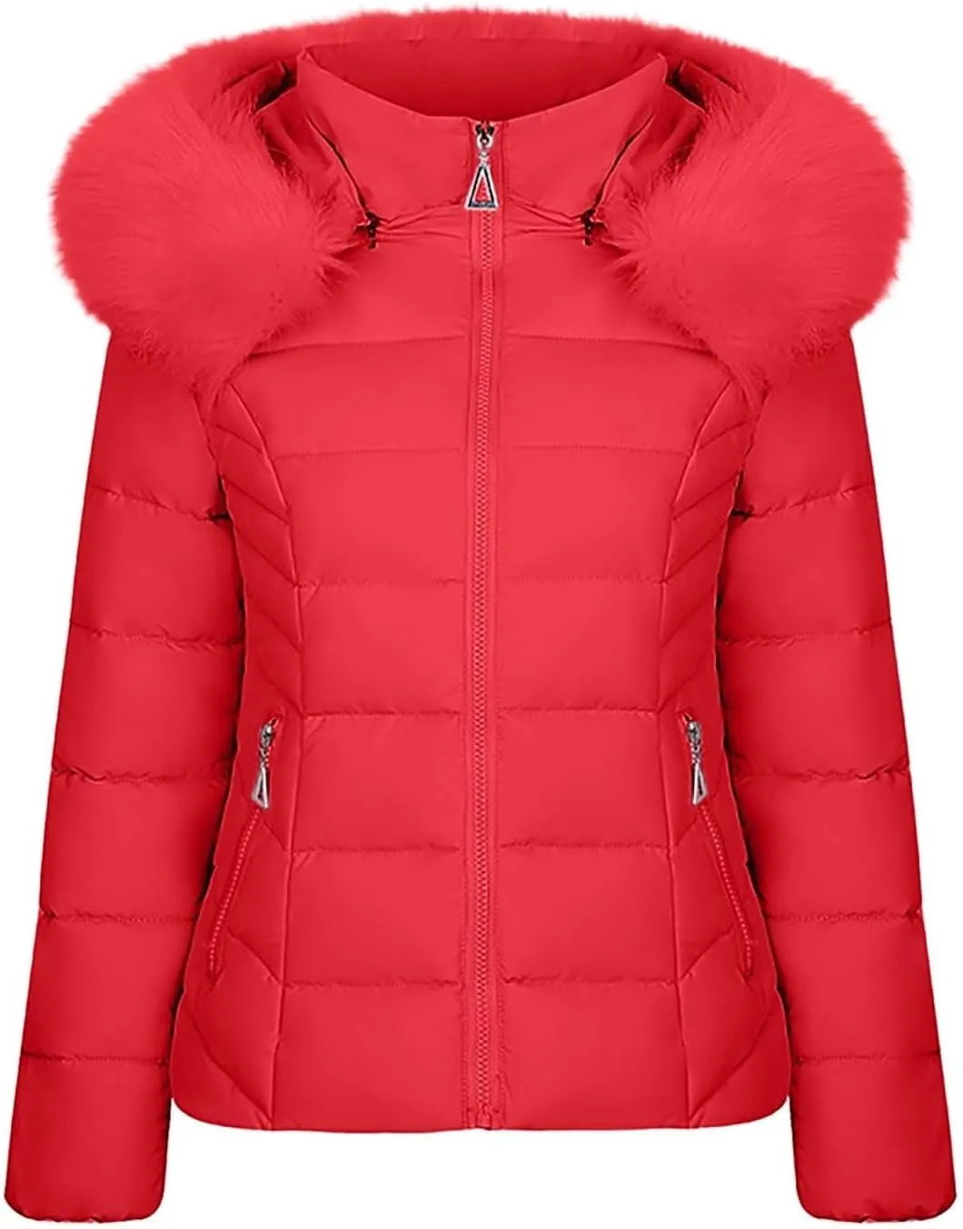 Women's Down Jackets with Hood Plus Size Lightweight Puffer Jackets Padded Winter Coat Warm Quilted Parka with Pocket