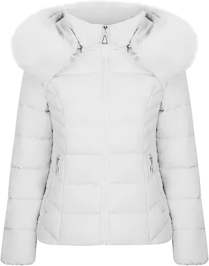 Women's Down Jackets with Hood Plus Size Lightweight Puffer Jackets Padded Winter Coat Warm Quilted Parka with Pocket
