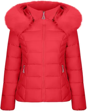 Women's Down Jackets with Hood Plus Size Lightweight Puffer Jackets Padded Winter Coat Warm Quilted Parka with Pocket
