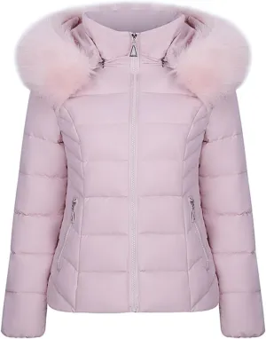 Women's Down Jackets with Hood Plus Size Lightweight Puffer Jackets Padded Winter Coat Warm Quilted Parka with Pocket