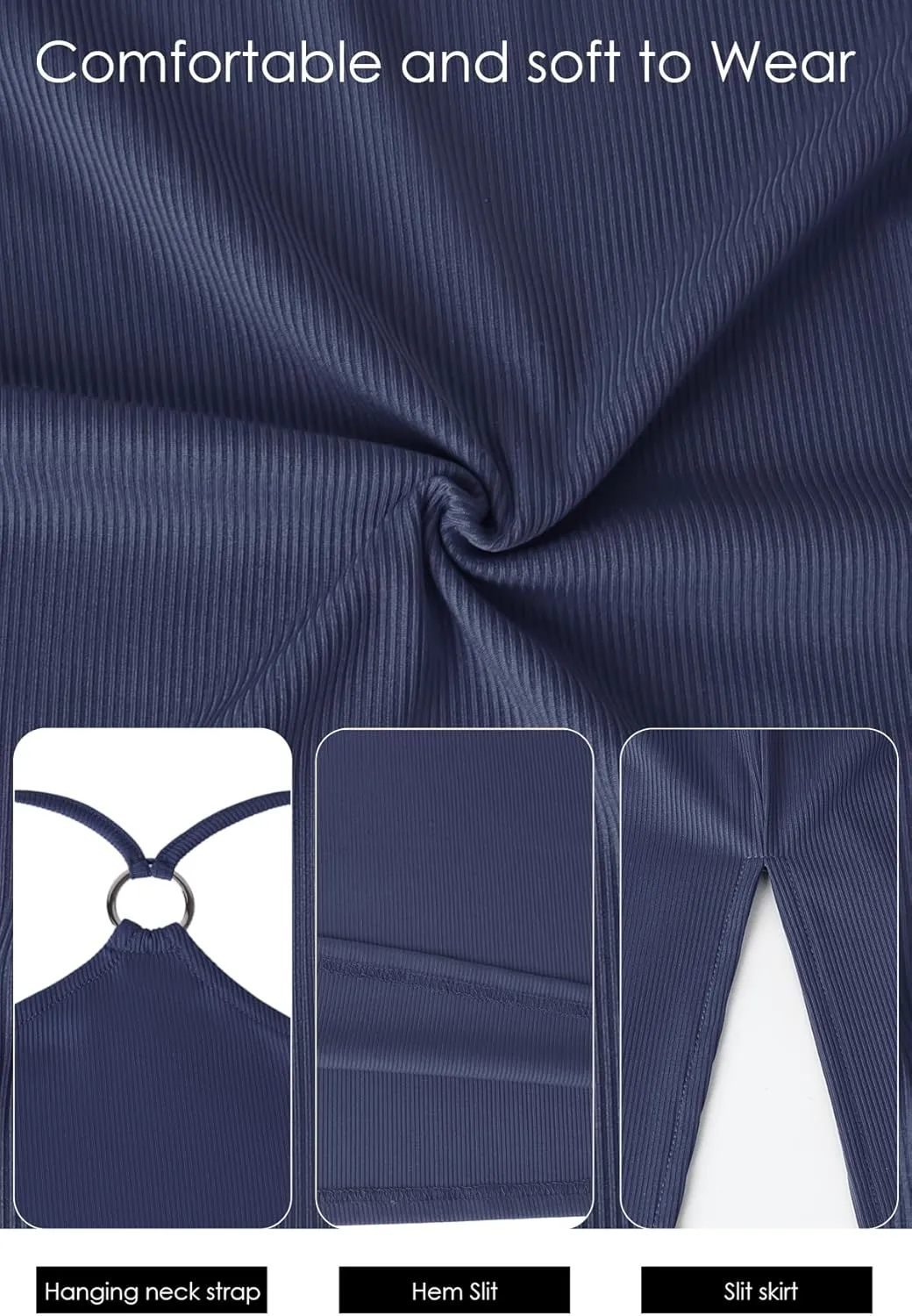 Women's Halter Neck Bodycon Dresses Summer Sleeveless Slit Cocktail Midi Sheath Party Dresses