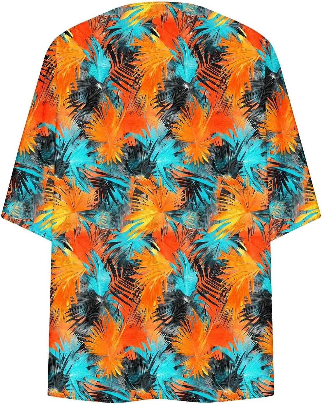 Womens Leopard Chiffon Kimono Cardigans 3/4 Sleeve Loose Beach Cover Up Lightweight Sun Protection Clothes Rash Guard