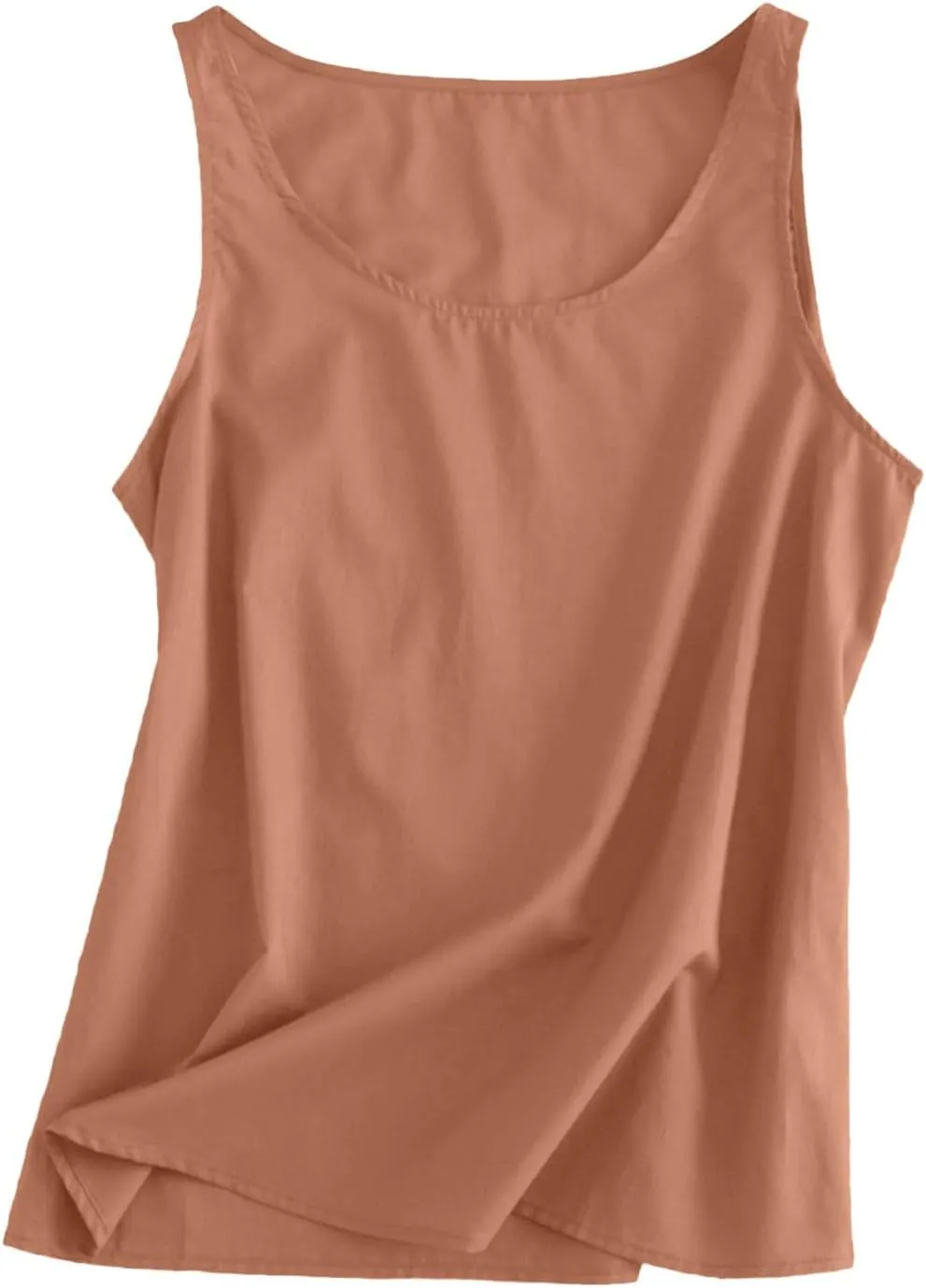 Womens Linen Tank Tops Summer Vacation Round Neck Sleeveless T Shirts Casual Loose Basic Undershirts