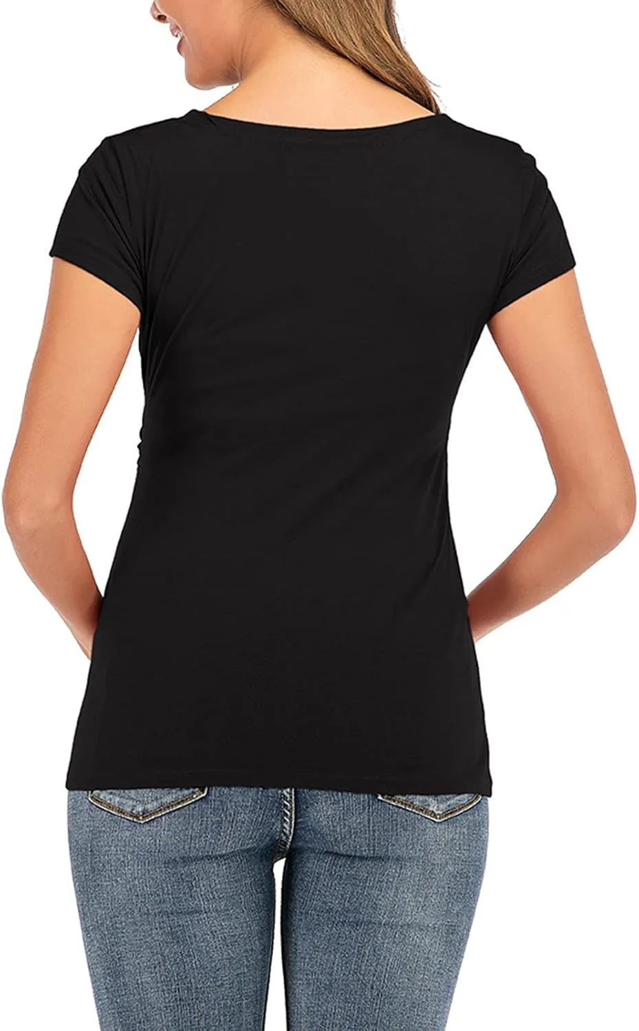 Women's Maternity Solid T-Shirt Short Sleeve Vneck Wrap Cross Nursing Tee Top Pregnancy Shirt Casual Mama Clothes