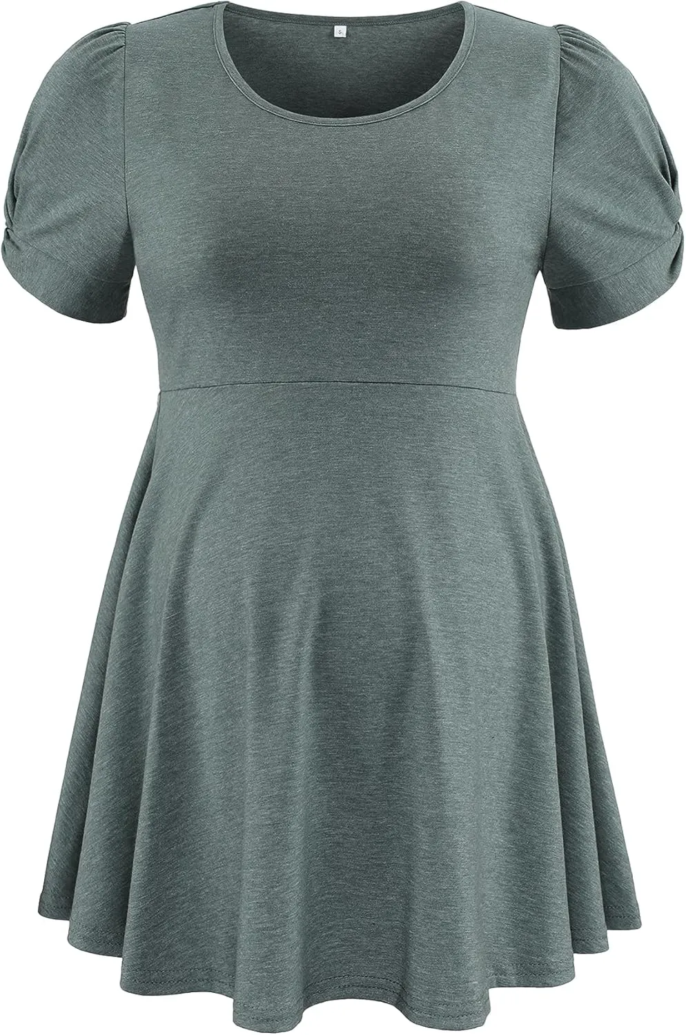 Women's Maternity Tops Short Puff Sleeve Round Neck Shirts Casual Pregnancy Clothes