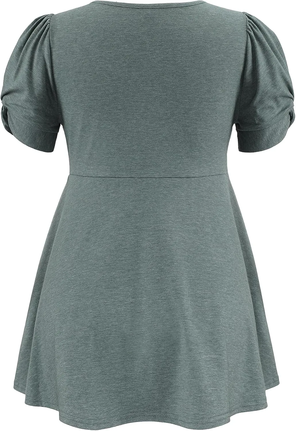 Women's Maternity Tops Short Puff Sleeve Round Neck Shirts Casual Pregnancy Clothes