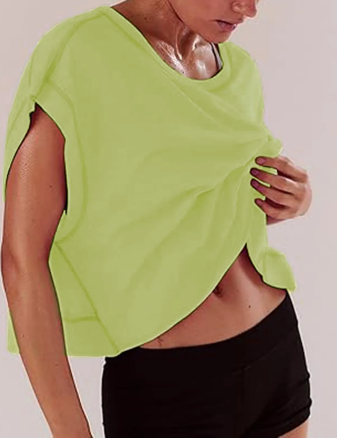Womens Open Back Short Sleeve Workout Tops Backless Athletic T Shirts Yoga Y2k Crop Running Tees