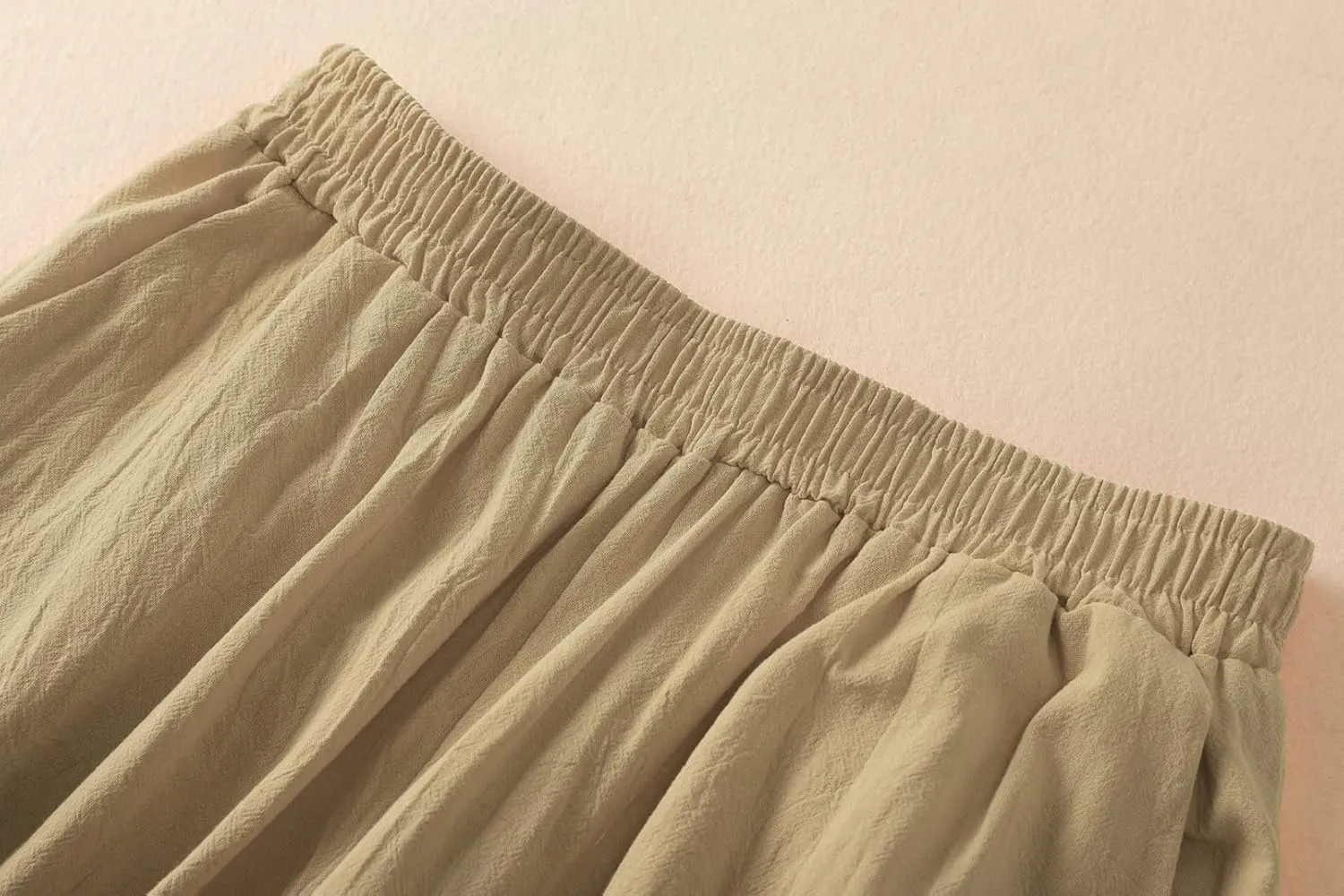 Womens Plus Size Linen Pants Wide Leg Palazzo Trousers High Elastic Waist Flowy Culottes with Pockets L 5XL
