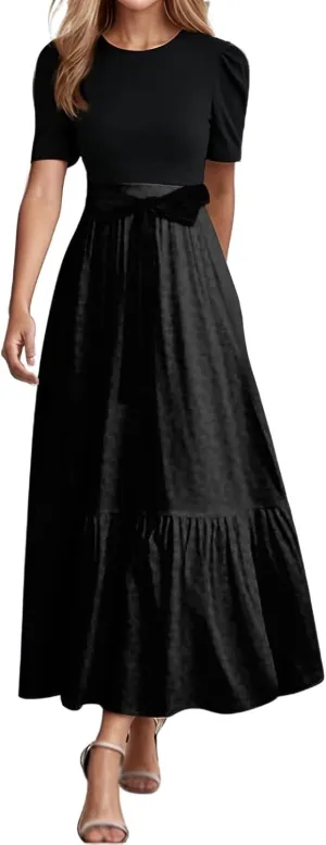 Women's Plus Size Maxi Dress Summer Half Lantern Sleeve Square Neck Smocked Flowy A-Line Elegant Wedding Guest Dresses