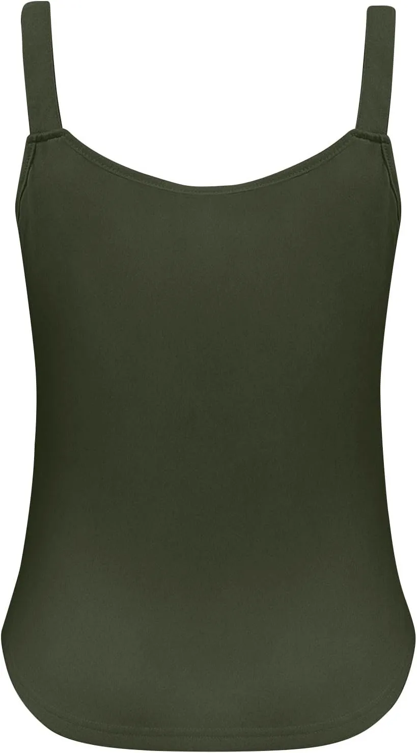 Womens Plus Size Summer Tops Scoop Neck O Ring Shoulder Tank Tops Casual Sleeveless Button Front Solid Basic T Shirt Blouse