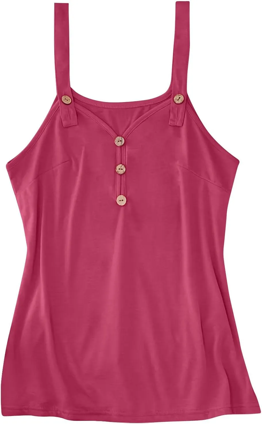 Womens Plus Size Summer Tops Scoop Neck O Ring Shoulder Tank Tops Casual Sleeveless Button Front Solid Basic T Shirt Blouse