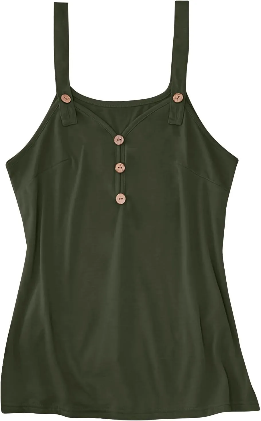 Womens Plus Size Summer Tops Scoop Neck O Ring Shoulder Tank Tops Casual Sleeveless Button Front Solid Basic T Shirt Blouse