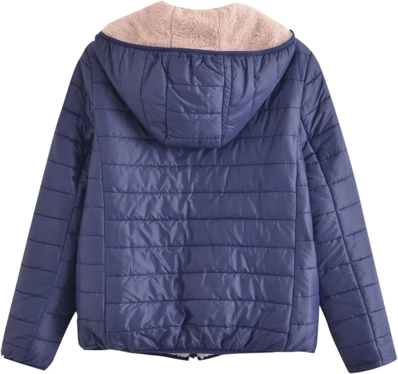 Women's Quilted Winter Coats Winter Short Hooded Warm Padded Fleece Lined Puffer Jackets Down Jackets with Pockets