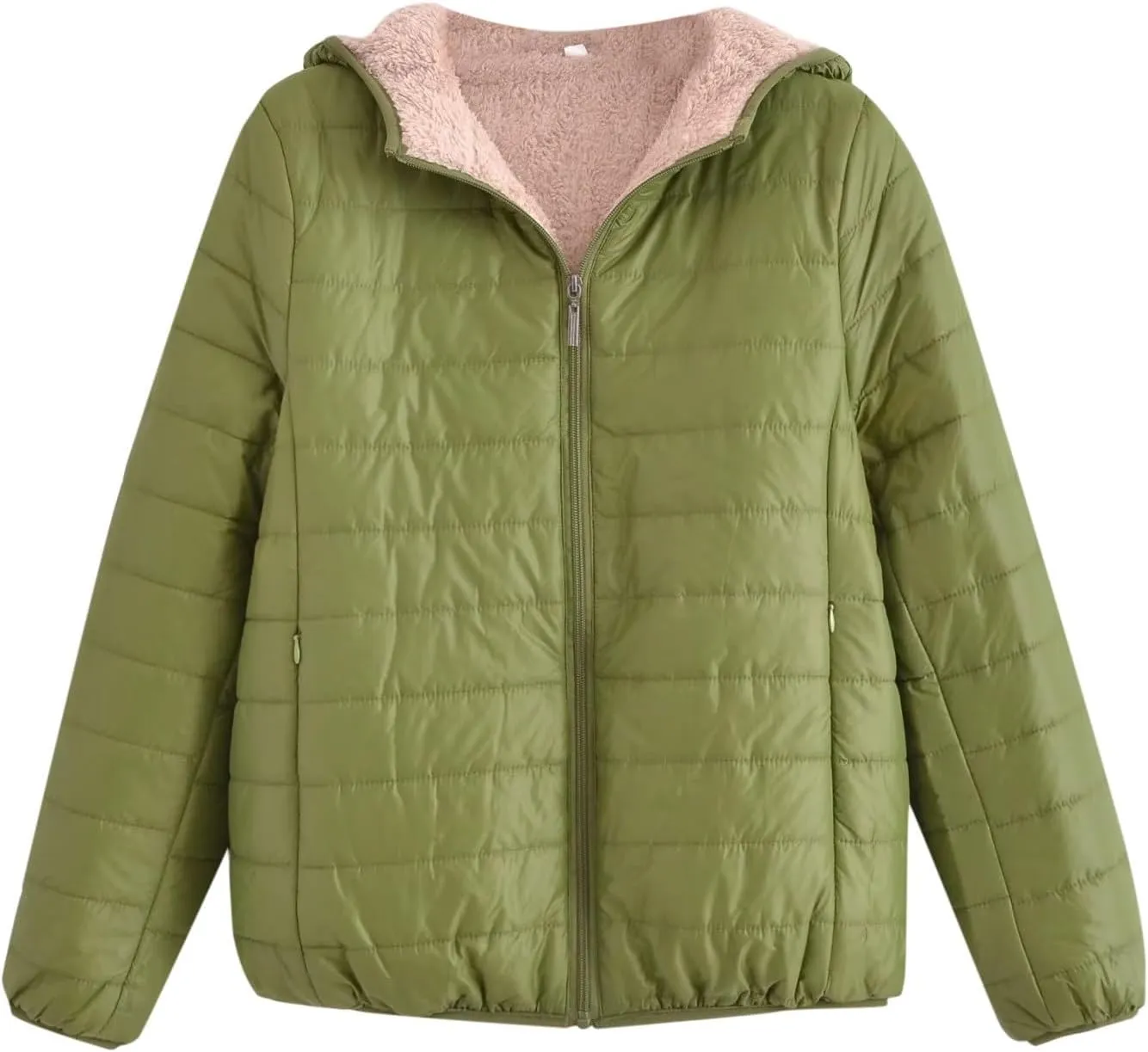 Women's Quilted Winter Coats Winter Short Hooded Warm Padded Fleece Lined Puffer Jackets Down Jackets with Pockets