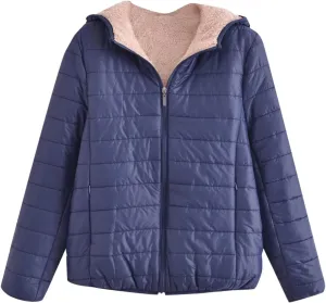 Women's Quilted Winter Coats Winter Short Hooded Warm Padded Fleece Lined Puffer Jackets Down Jackets with Pockets