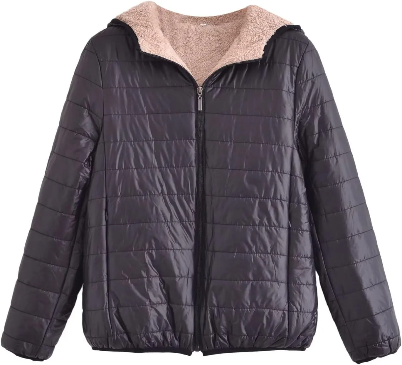 Women's Quilted Winter Coats Winter Short Hooded Warm Padded Fleece Lined Puffer Jackets Down Jackets with Pockets