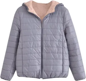 Women's Quilted Winter Coats Winter Short Hooded Warm Padded Fleece Lined Puffer Jackets Down Jackets with Pockets