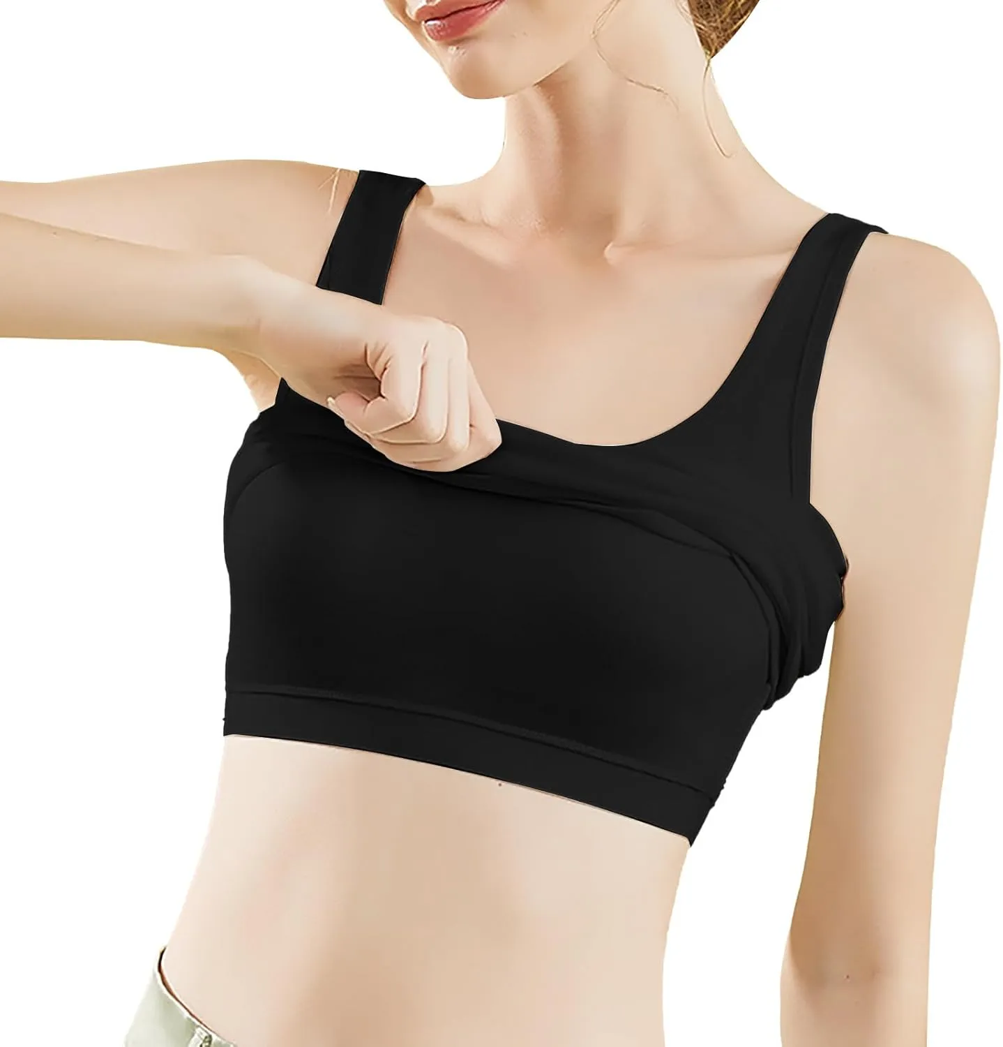 Women's Racerback Tank with Built in Bra Casual Basic Square Neck Sleeveless Cami Tanks Summer Solid Undershirt