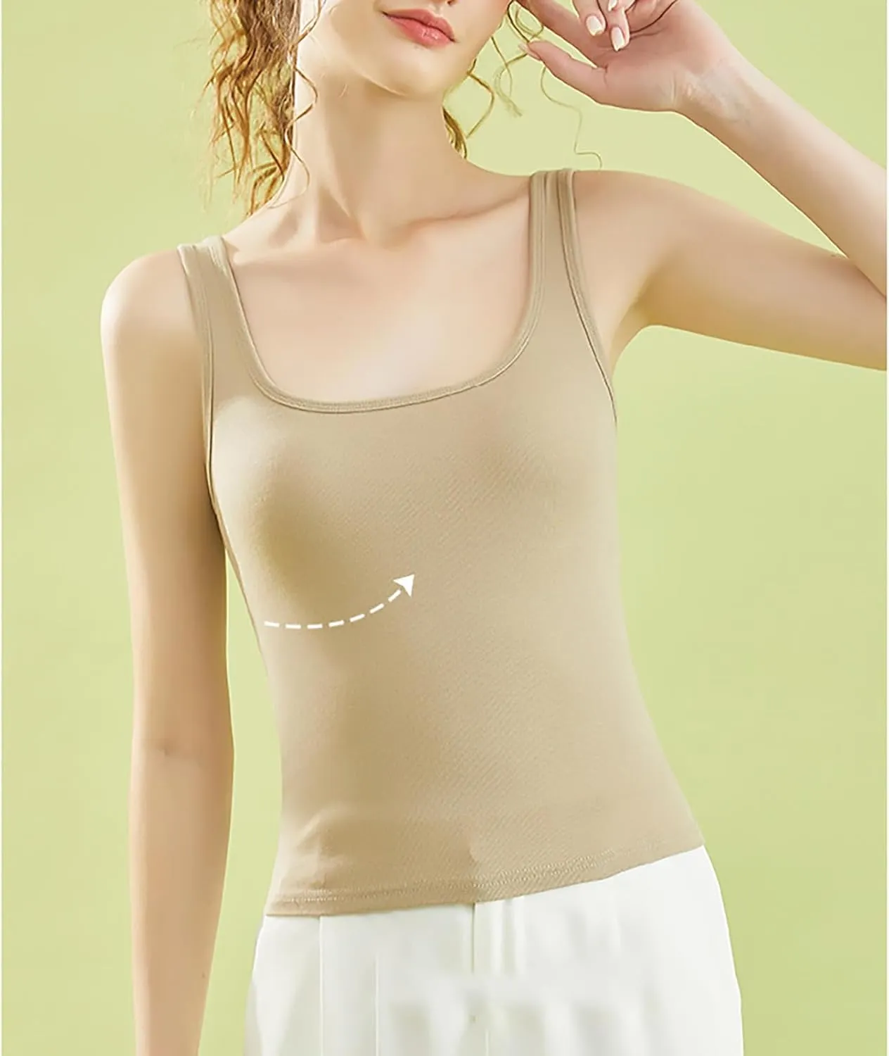 Women's Racerback Tank with Built in Bra Casual Basic Square Neck Sleeveless Cami Tanks Summer Solid Undershirt