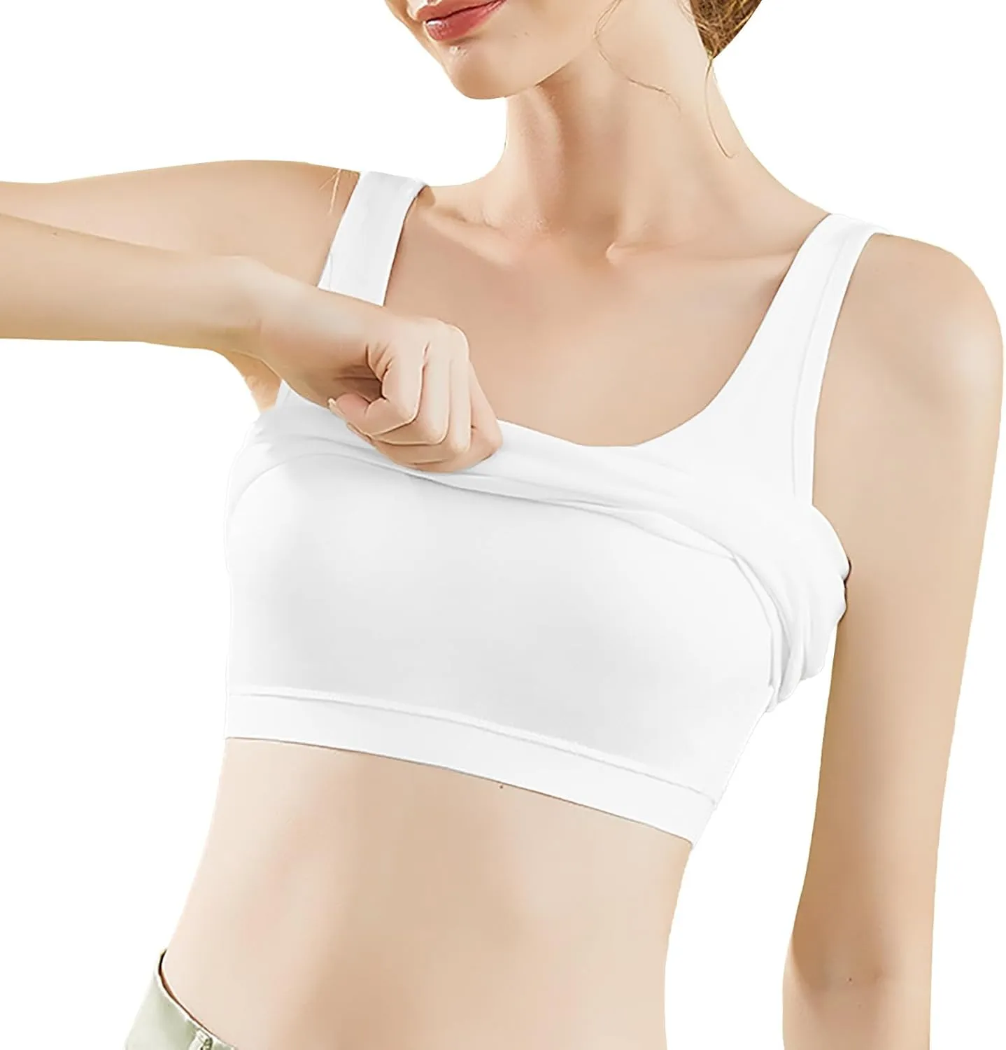 Women's Racerback Tank with Built in Bra Casual Basic Square Neck Sleeveless Cami Tanks Summer Solid Undershirt