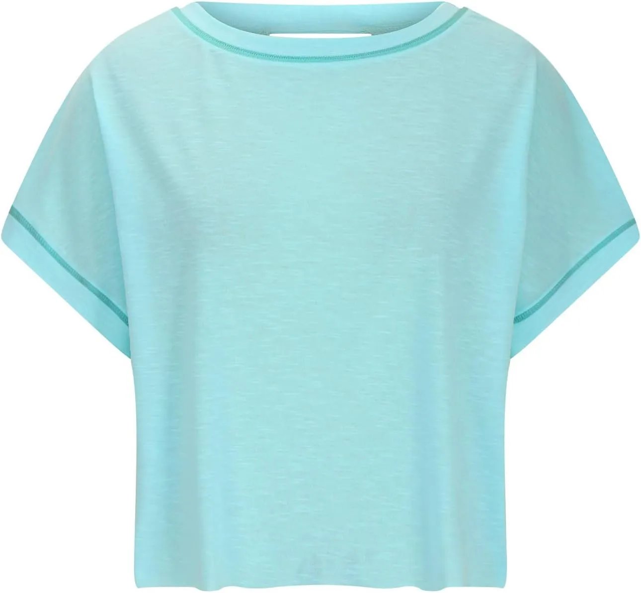 Women's Sexy Open Back Yoga Crop Tops - Cute Summer Crew Neck Athletic Running Shirts Loose Workout Short Sleeve Pullover