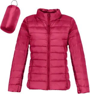 Womens Short Down Coats Winter Packable Puffer Jackets Hooded Ultra Light Quilted Winter Coats with Pockets Outerwear