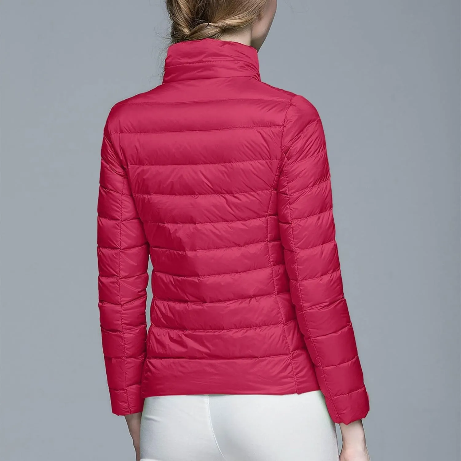 Womens Short Down Coats Winter Packable Puffer Jackets Hooded Ultra Light Quilted Winter Coats with Pockets Outerwear