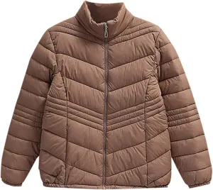 Women's Short Quilted Jackets Casual Stand Collar Zip Up Winter Down Puffer Jacket Padded Outerwear Coats with Pocket