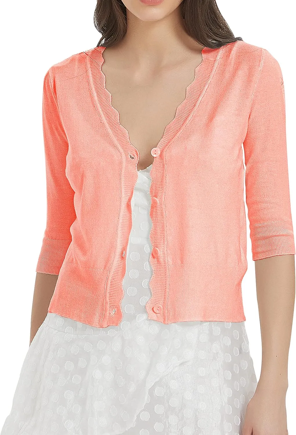 Women's Short Sleeve Cropped Cardigan Button Down Sweater Lightweight Knit Shrugs