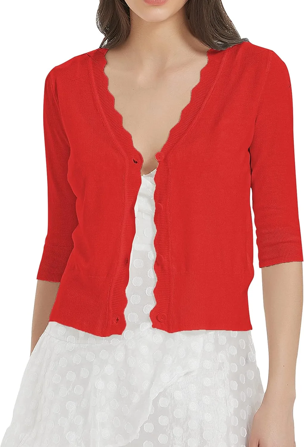 Women's Short Sleeve Cropped Cardigan Button Down Sweater Lightweight Knit Shrugs