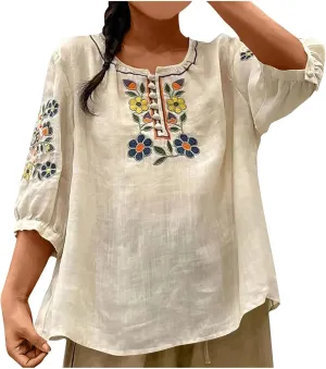 Womens Short Sleeve Shirts Dressy Casual Linen Summer Tops Plus Size T-Shirt Casual Loose Tee Oversized Blouse Tunic