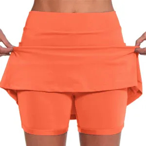 Womens Skorts with Pockets Tummy Control Plus Size Skorts High Waist Athletic Sports Pants Skirt Casual Shorts