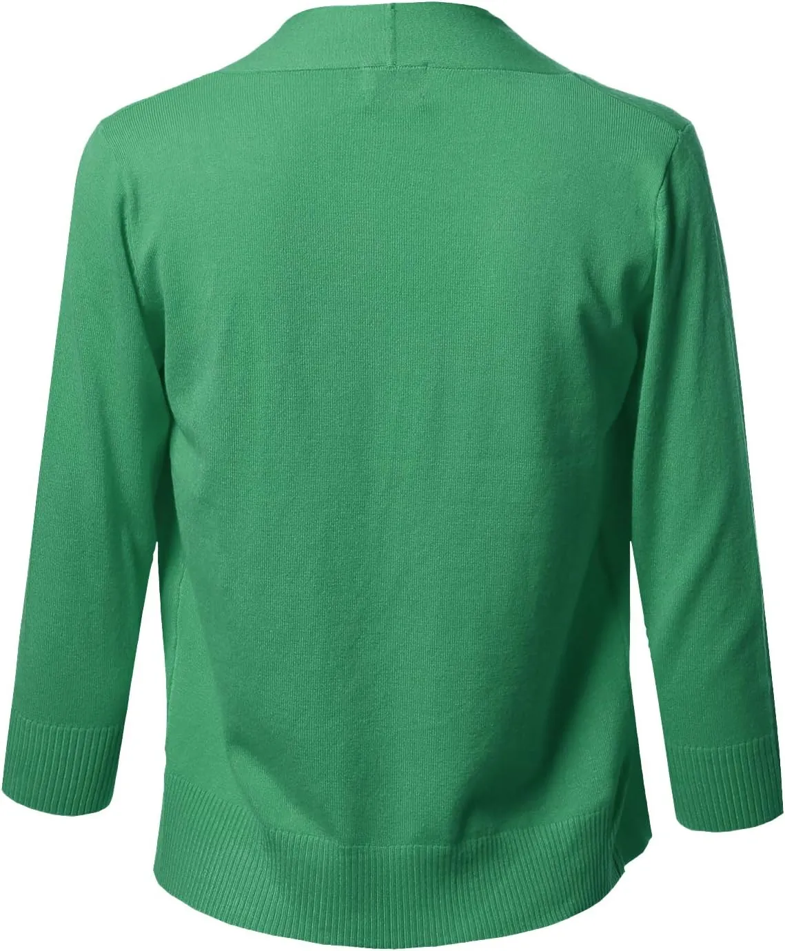 Women's Solid Soft Stretch 3/4 Sleeve Layer Short Cardigan