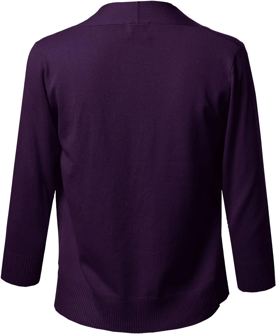 Women's Solid Soft Stretch 3/4 Sleeve Layer Short Cardigan