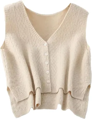 Women's Solid V Neck Knitted Sweater Vests Fall Winter All Match Gentle Fluffy Short Cardigan Outerwear