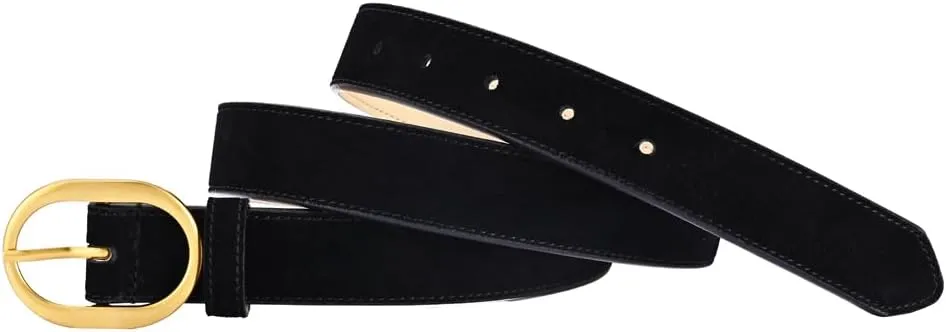 Women's Suede Belt Casual Genuine Leather Jeans Belts Gold Buckle Elegant Waist Dress Belts