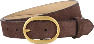 Women's Suede Belt Casual Genuine Leather Jeans Belts Gold Buckle Elegant Waist Dress Belts