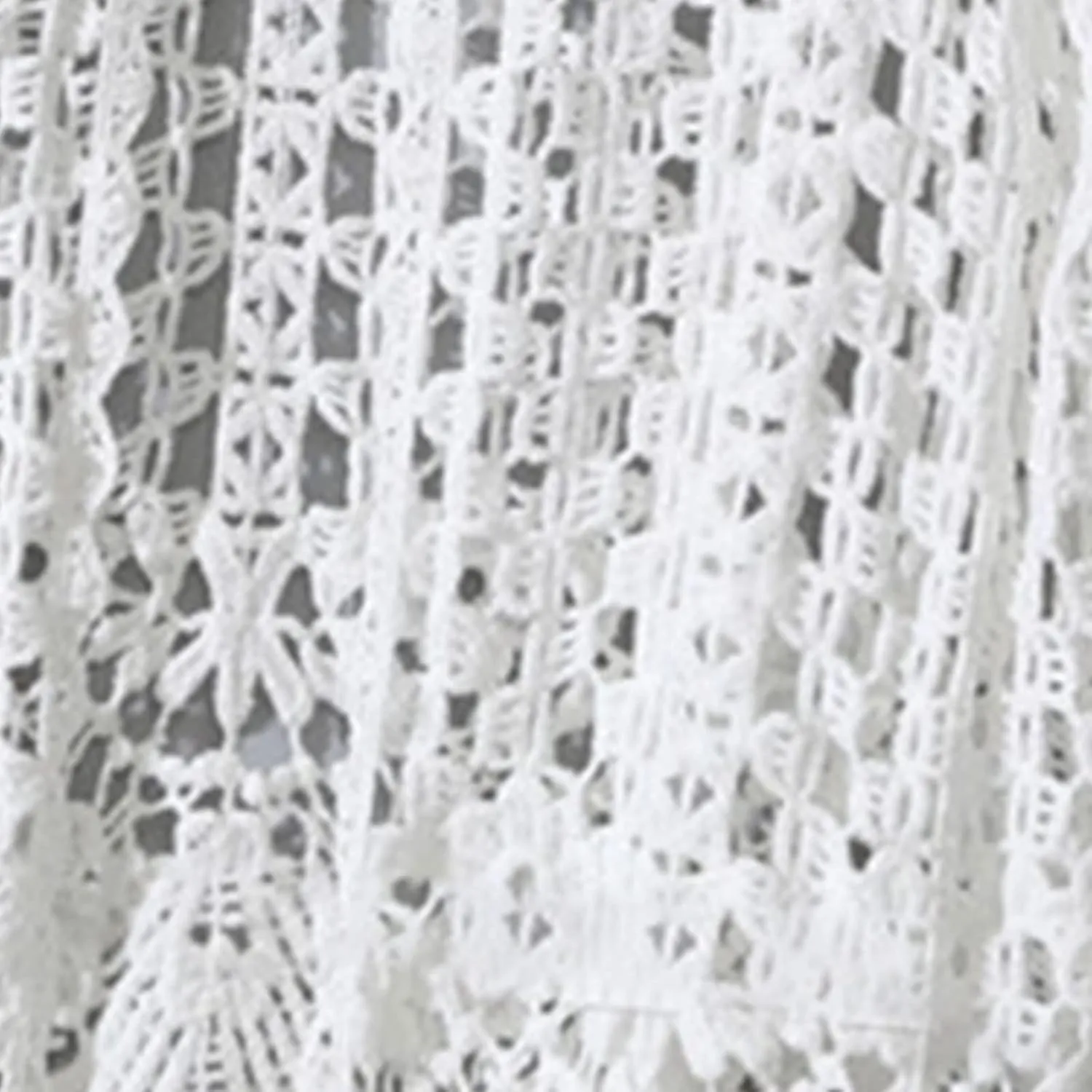 Women's Summer Long Sleeve Cardigan Hollow Out Crochet Knit Floral Cover Up Open Front Scalloped Mesh Beach Shrug Coat Beige