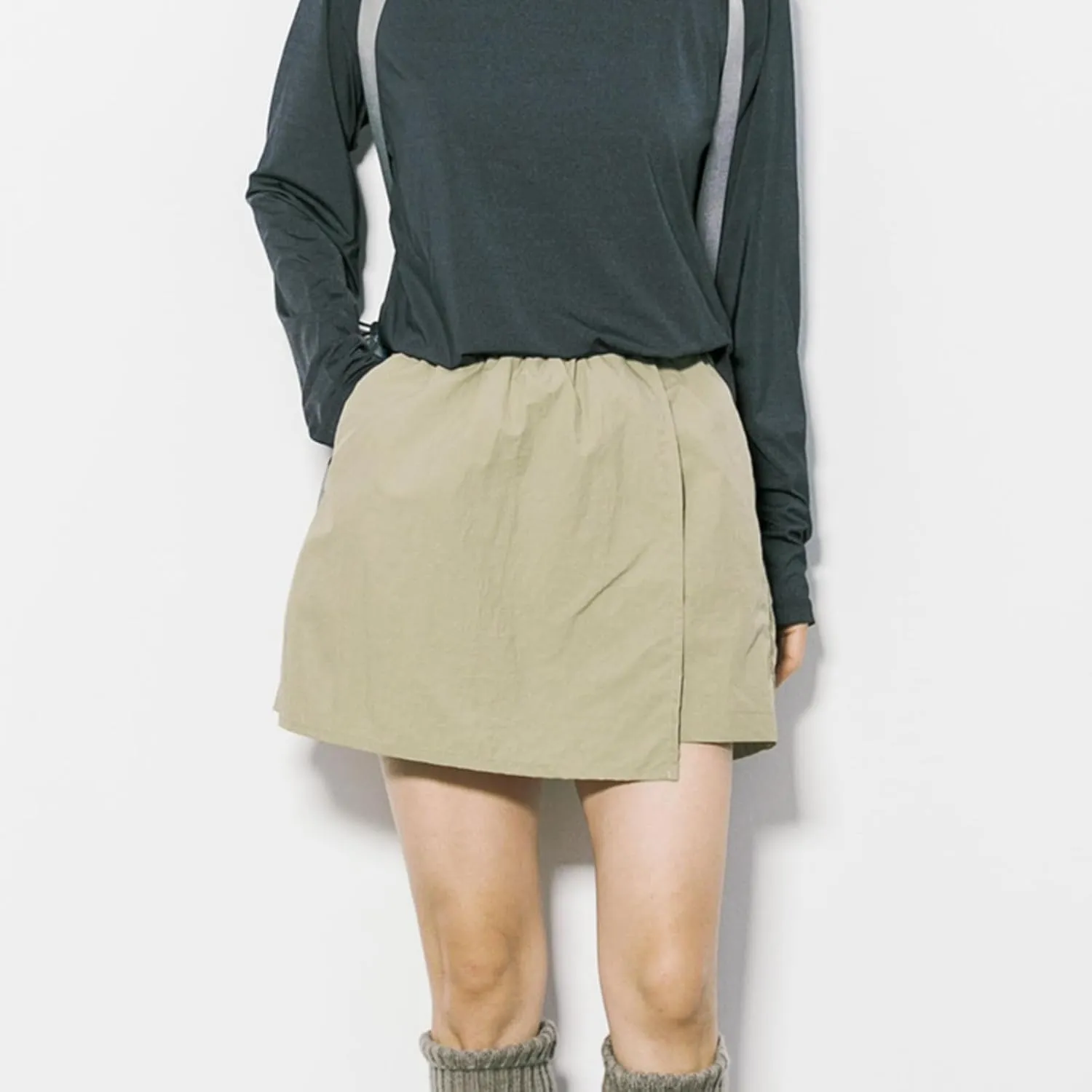 Women's Summer Outdoor Quick-Drying Solid Color Short Cargo Skirt Pants Hiking Casual High Waisted Culottes
