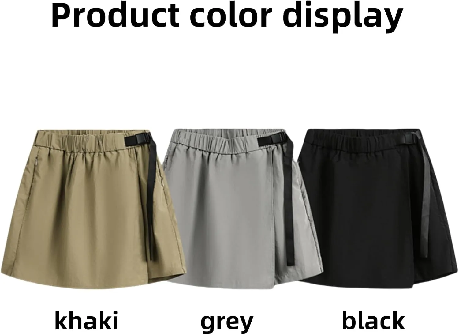 Women's Summer Outdoor Quick-Drying Solid Color Short Cargo Skirt Pants Hiking Casual High Waisted Culottes